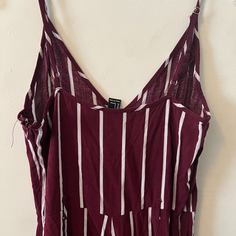 Forever 21 Burgundy & White Striped Jumpsuit - Picture 6 of 6